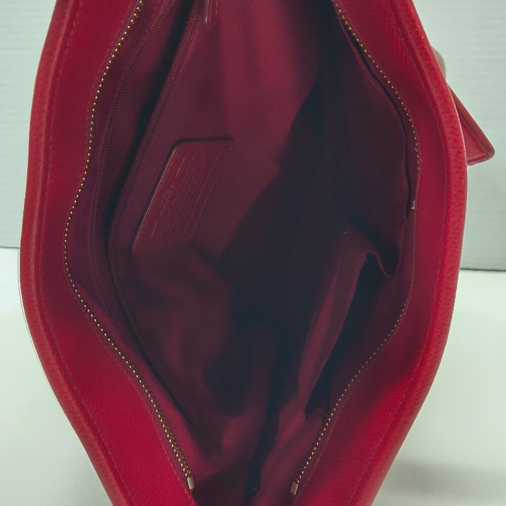 Coach Leather City Tote Bag Red City Zip Carry All Cross Grain Please Read - Picture 12 of 14